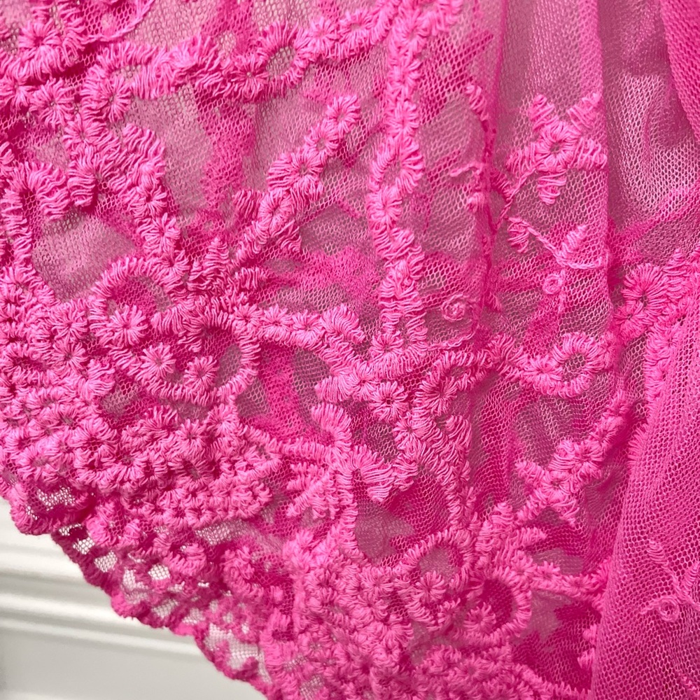 Vince Camuto Hot Pink Boho Embroidered Swim Coverup Vacation Beach Pool - Picture 5 of 15